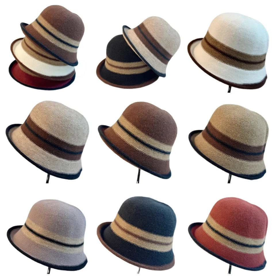 Autumn and Winter French Color Matching Elegant Temperament Bucket Hat Fashion Explosion Retro Thermal Basin Hat 250819