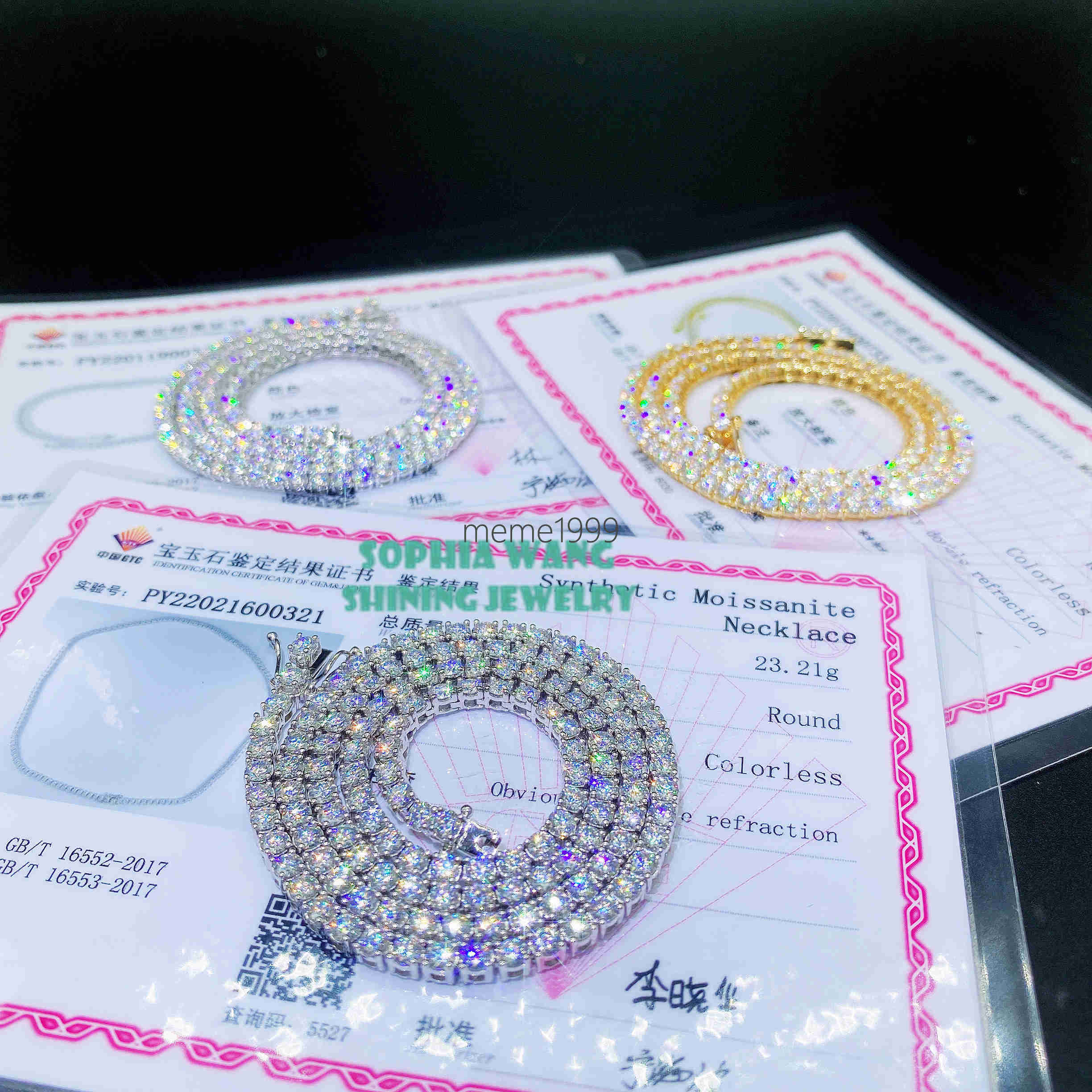 Hot Selling Moissanite Diamond Solid Gold 2MM 3MM 4MM 5MM Classic Necklace Bracelet Mens Chains Jewelry Tennis Chain