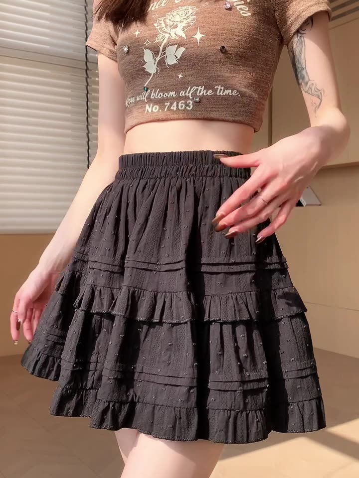 L60140 Women's 2025 Spring Lace Cake Skirt Women's Spring and Summer New Skirt College Style