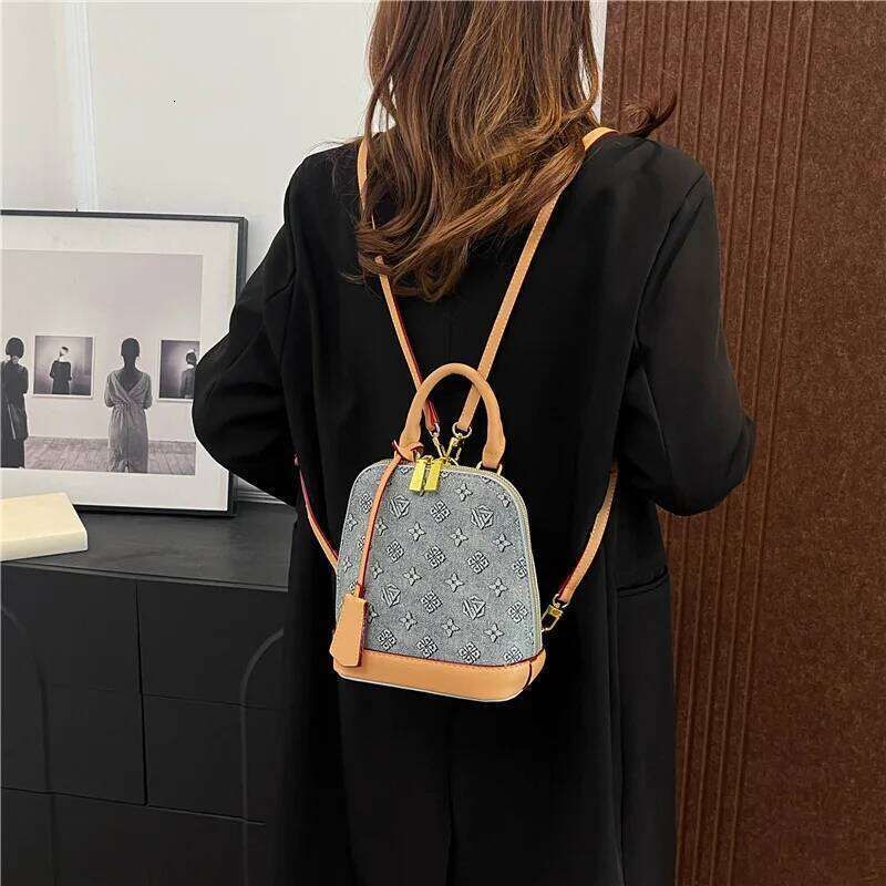 Vintage Floral Backpack Mini Quilted Shell Bag With Detachable Strap Multi Function Purse