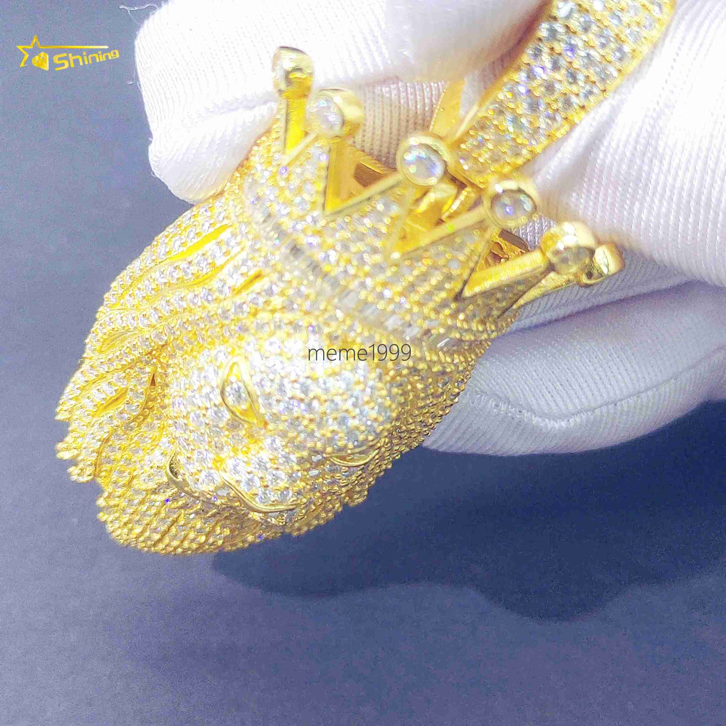 Hot Sale Fashion Necklace Pendant King Lion Hip Hop Pendants 925 Silver Moissanite Custom Pendants