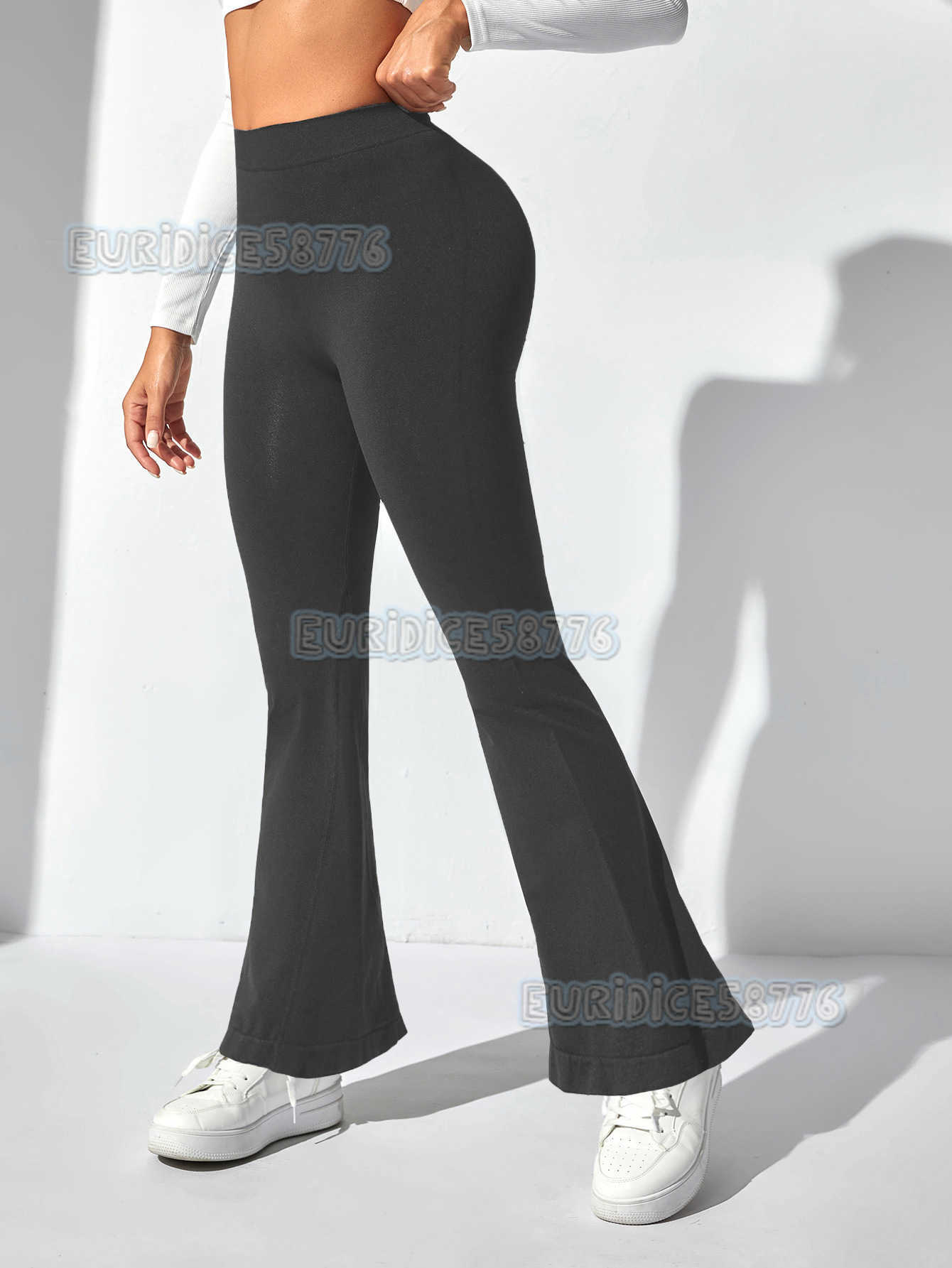 High Waist Tummy Control Yoga Pants Women Deep v Flared Peach Hip Sports Tight Pants High Elastic Running Fitness Long Pants H250819