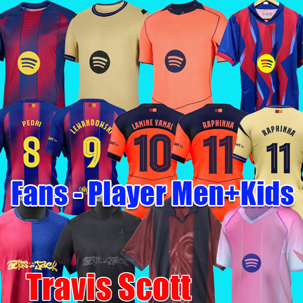 25 26 LAMINE YAMAL LEWANDOWSKI soccer jerseys men kids black football shirts kit 2025 Camiseta sets barcalona Travis pink goalkeeper RASHFORD