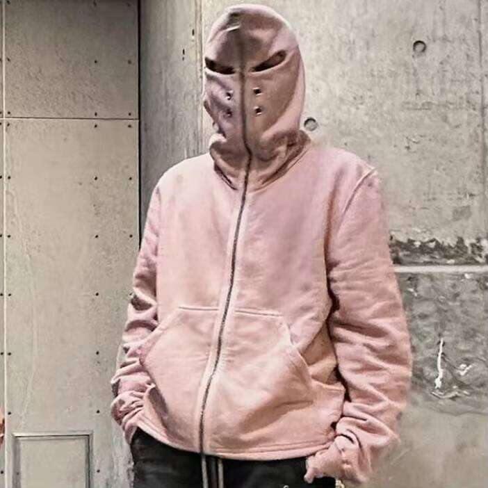 Men's Outdoor Full Zip up High Quality Oversized Hoodie with Hood Metal Eyelet and Opening