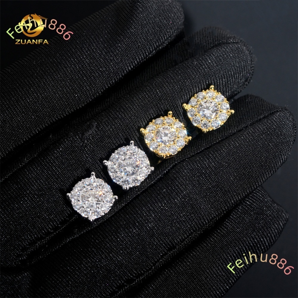 2025 new style Factory Price Wholesale Jewelry Moissanite Diamond 925 Sterling Silver Mens Hip Hop Earrings