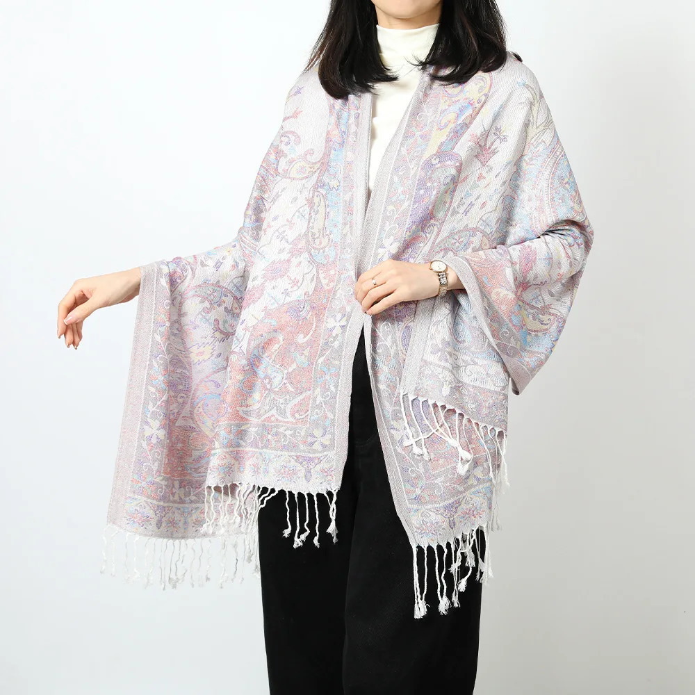 Paisley Pashmina Jacquard Scarf Women Tassel Flowers Borders Female Bohemia Foulard HijabAutumn Winter Warm Wrap Shawl 250818
