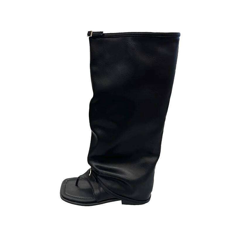 Spring Autumn Clip Toe Sandals Summer Fashion Trend Flats Trouser Legs Boots Casual Dress Street Style Shoes