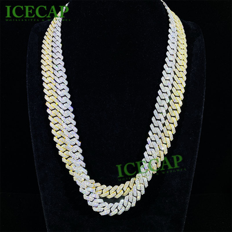 Hip Hop High Quality 925 Silver Iced Out Chain VVS Moissanite 18K Gold Plated Fine Jewelry Cuban Necklaces