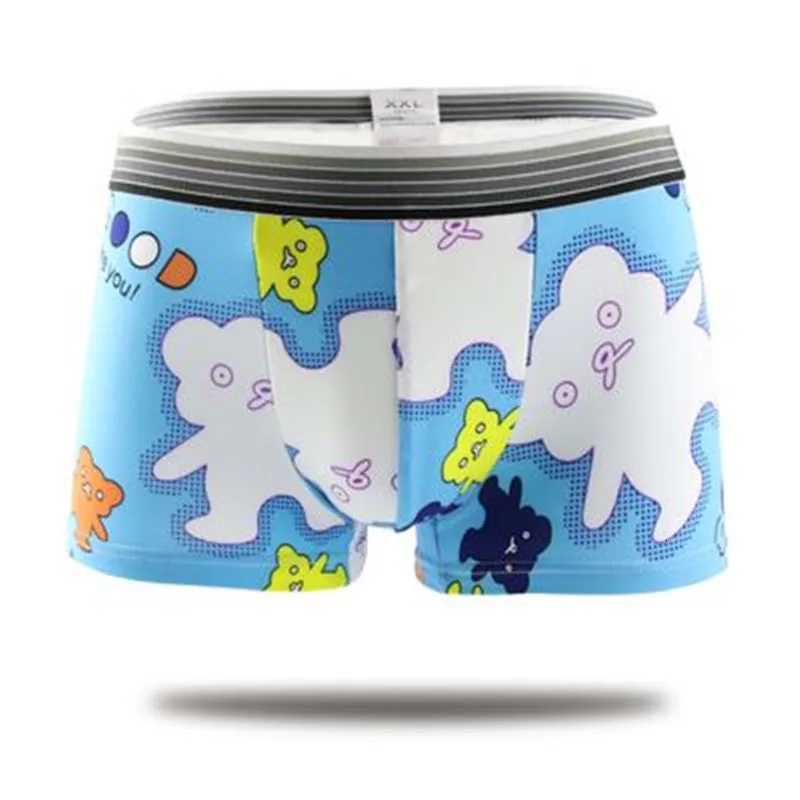 2025 0Pcs Lovely Cartoon Print Mens Boxers Fashion Silk Underwear Men Comfortable Underpants Breathable Male Panties W250819