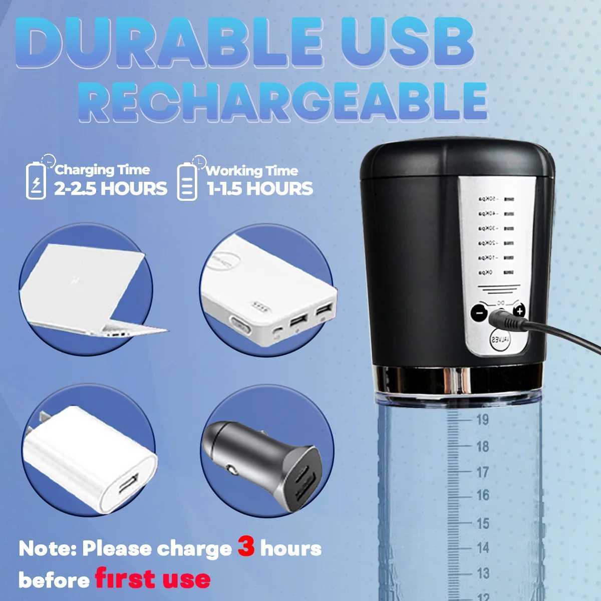 Electric Vacuum Penis Pump for Men Rechargeable Penis Enlargement Extender Pump Masturbator for Men Adult Goods Sex Toy for 18+ XJ250819