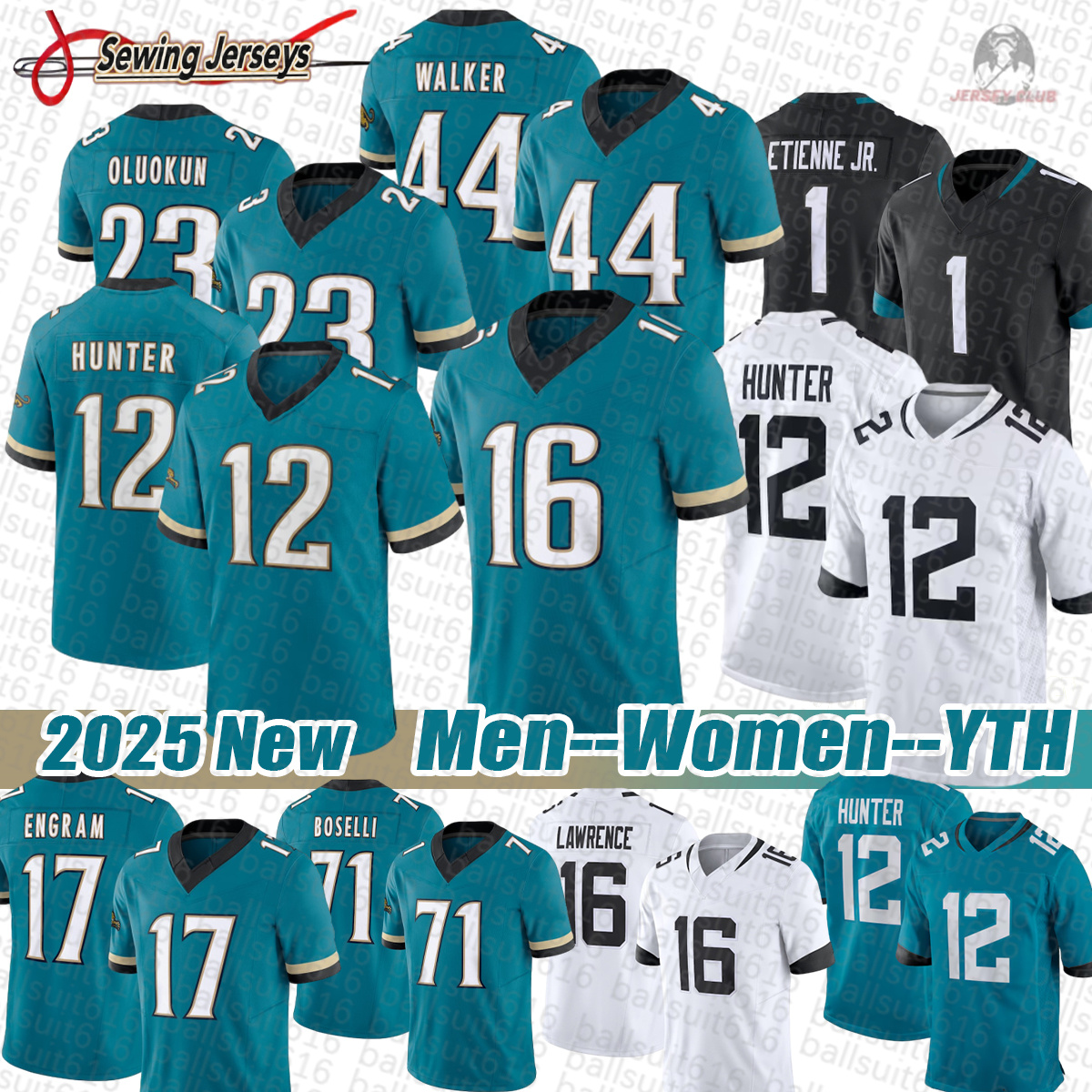 #12 Travis Hunter Jersey Brian Thomas Jr Trevor JaguarsJersey Lawrence Jacksonviille Football Jersey Travon Walker Travis Etienne Evan Engram jersey