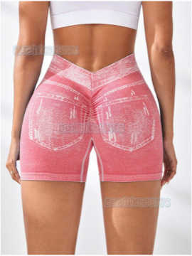 Imitation Denim Seamless Yoga Shorts for Women Back v Waist Hip Lift Quick-dry Tight-fitting Running Sports Fitness Shorts H250819