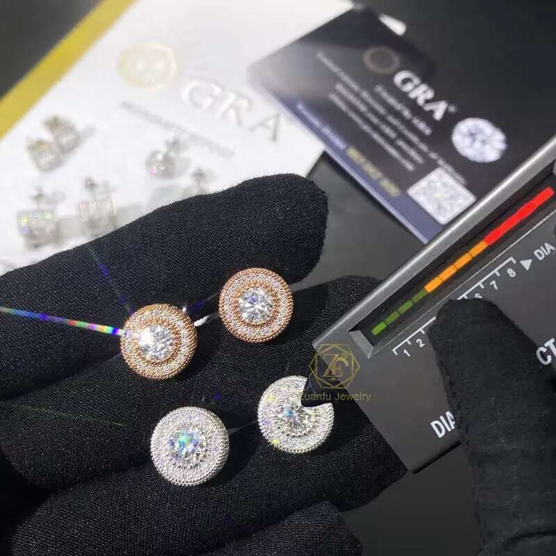 2024 Fashion Jewelry Screw Back Stud 1CT 6.5MM Iced Out VVS Moissanite Hiphop Earrings