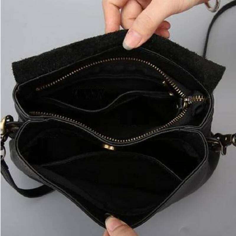 Genuine Female Real Cowhide Leather Crossbody Handbag Casual Messenger Bags Solid Large Capacity Shoulder Bag