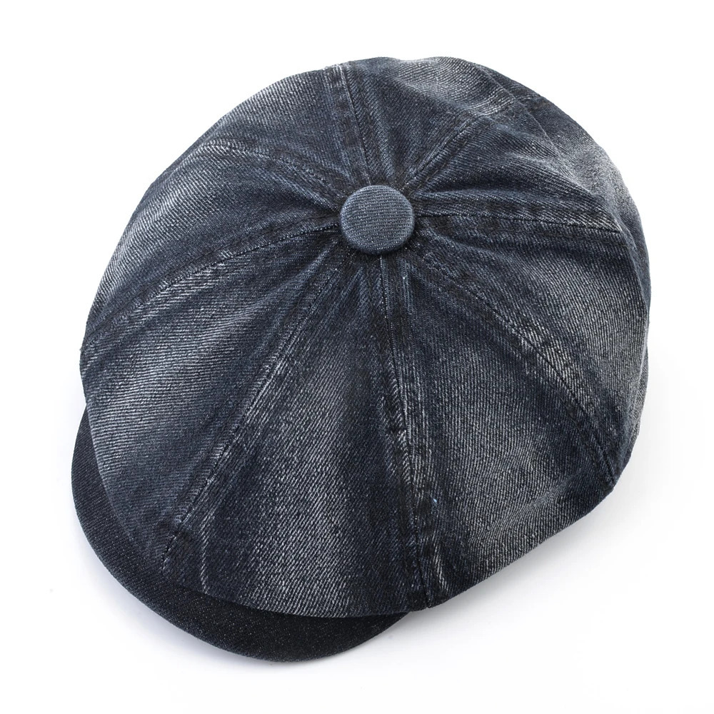 Washed denim fabric Berets Mens Autumn Fashion sboy Caps Retro Male Artist Flat Visor ed Hat Men Spring Casual Boina 250814