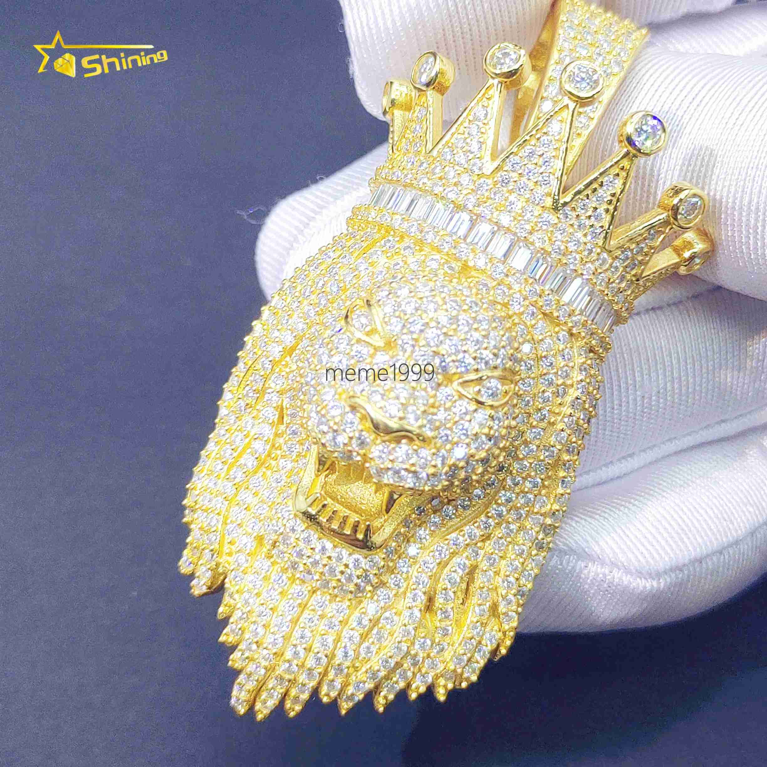 Hot Sale Fashion Necklace Pendant King Lion Hip Hop Pendants 925 Silver Moissanite Custom Pendants