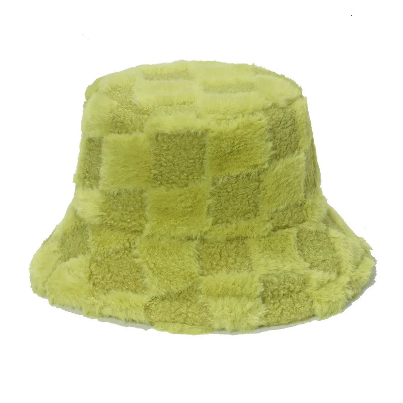 Checkerboard bucket hat autumn and winter mens and womens ear protection warm bucket hat sombrero 250819