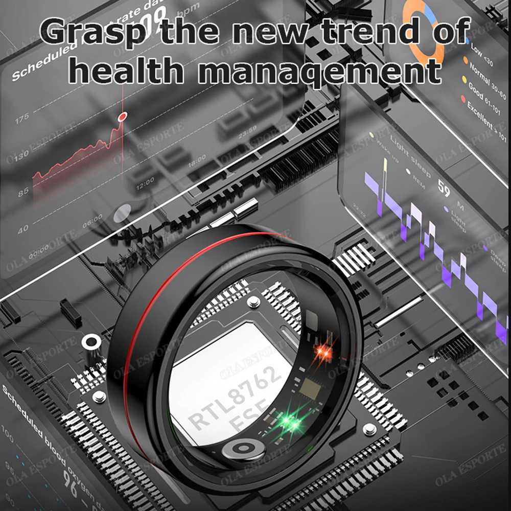 2025 New Smart Ring Blood Pressure Heart Rate Monitoring Smart Ring IP68 5ATM Waterproof Multi-sport Mode Smart Ring for Men and Women W250819