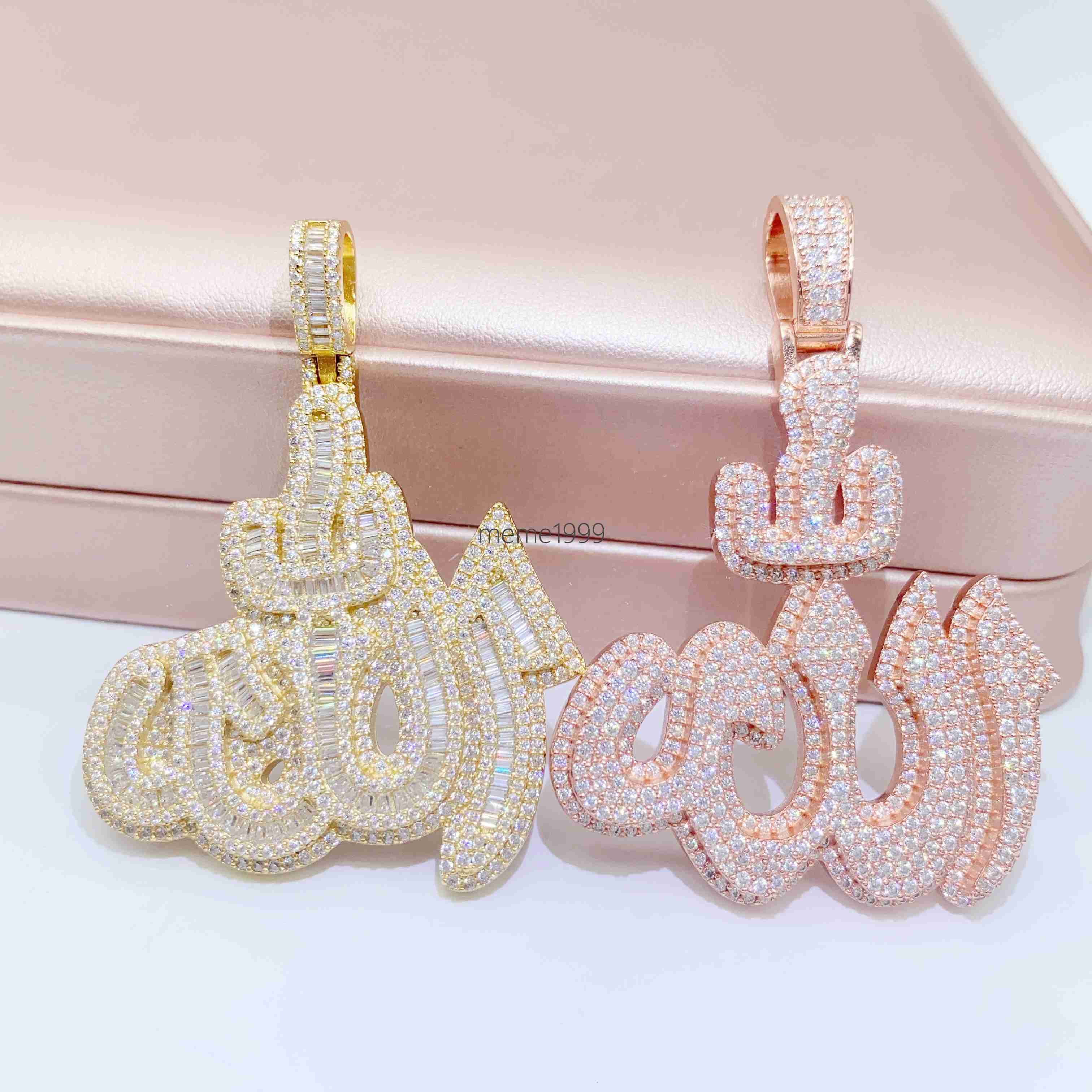 Custom Iced Out Pendant Moissanite Diamond 925 Silver VVS Moissanite Pendant Hip Hop Jewelry Men Necklace