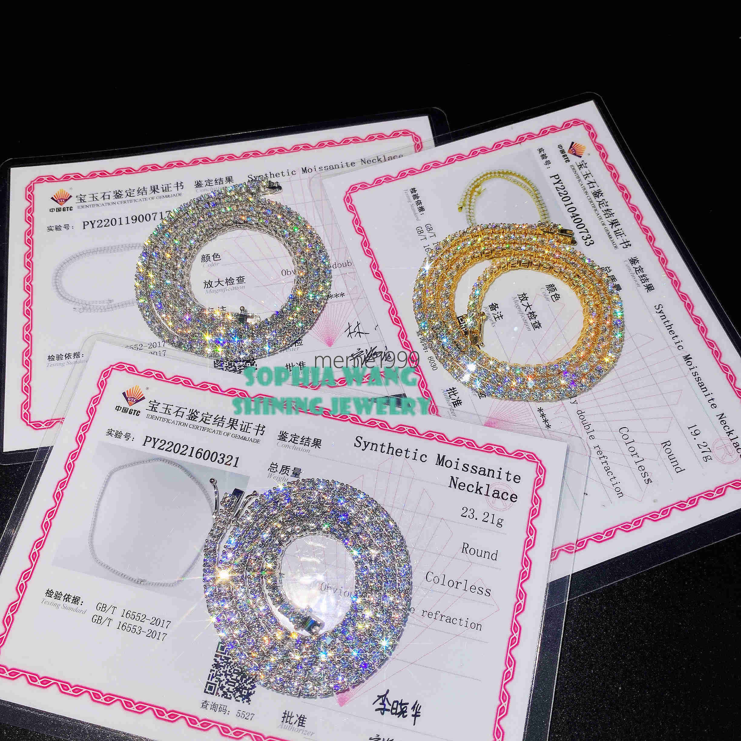 Hot Selling Moissanite Diamond Solid Gold 2MM 3MM 4MM 5MM Classic Necklace Bracelet Mens Chains Jewelry Tennis Chain