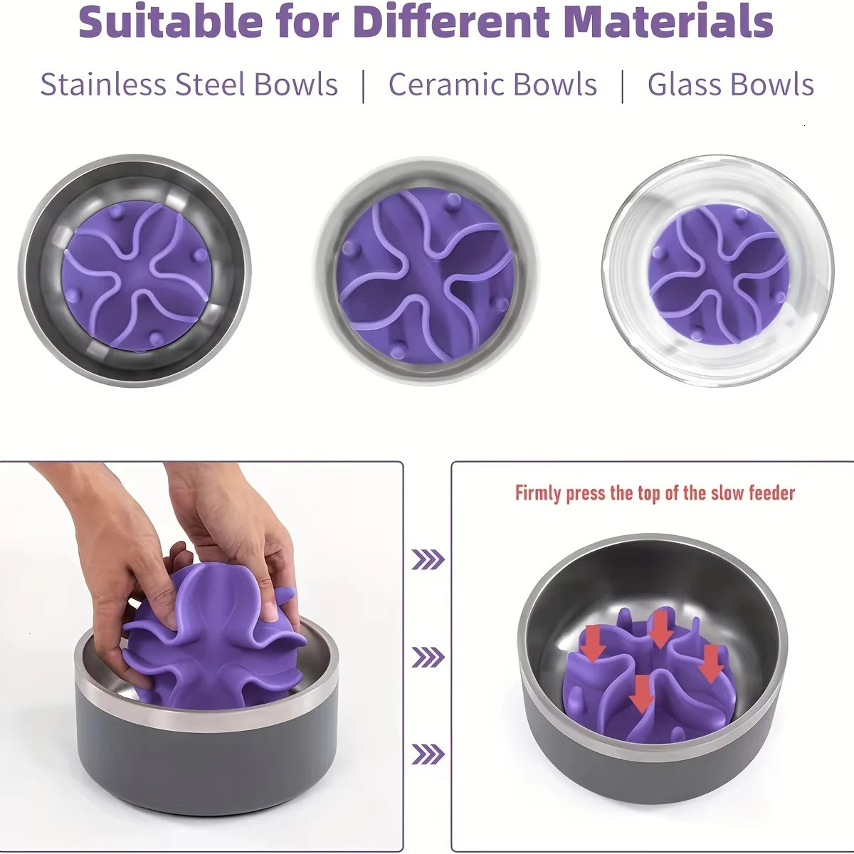 1Pc Soft Silicone Slow Feeder Puzzle Dog Bowl Insert-Stimulates Mind Promotes Healthy Digestion Suitable for all sizes 250813