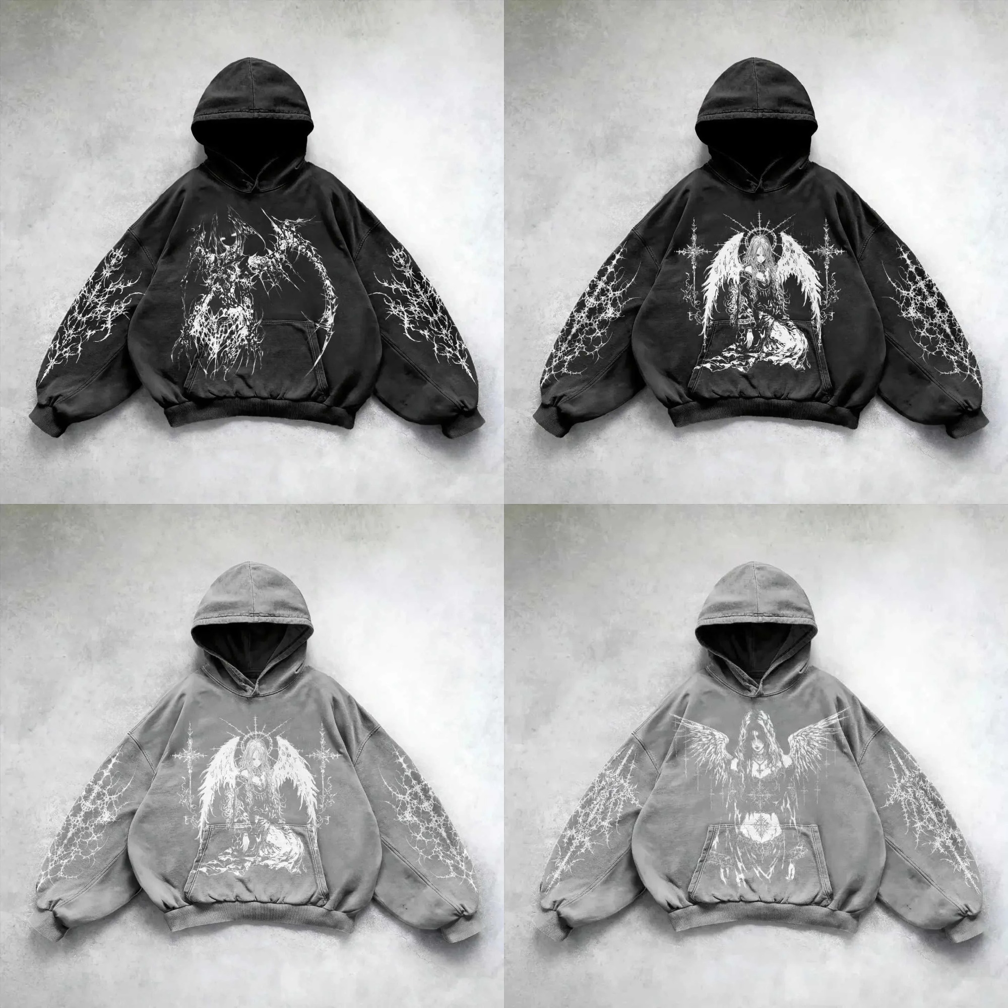 Men's Hoodies Y2K Streetwear Retro Hoodie Man Woman Clothing Hip Hop Inspired Graphic Print Vintage Oversized Casual Jacket Distressed