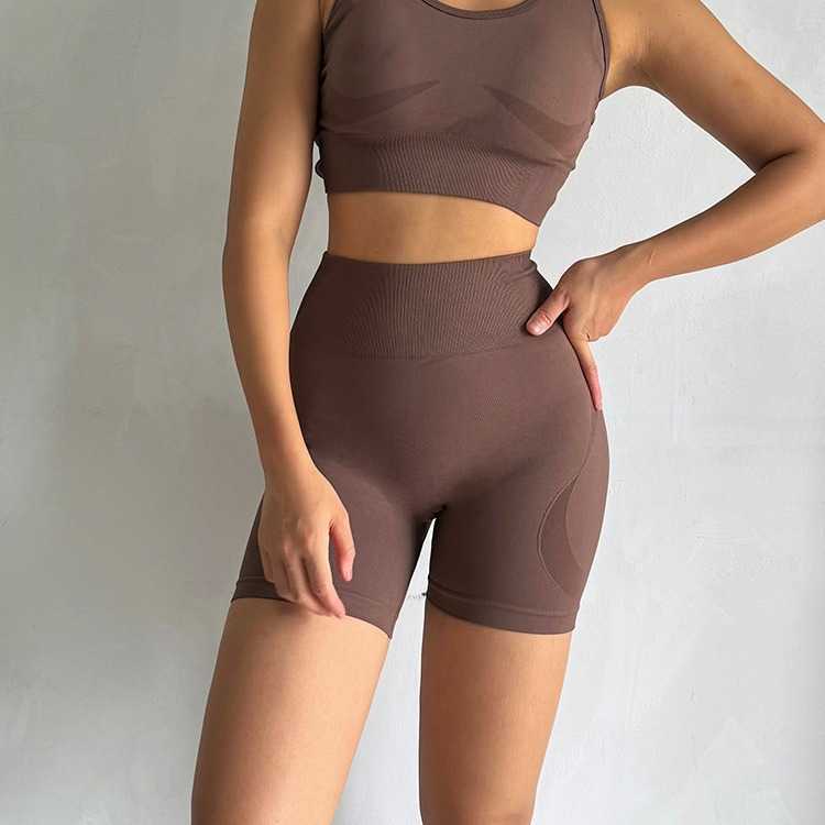 New Seamless Yoga Set Yoga Clothing Shorts Two-piece Fitness Running Quick-dry Sports Set for Women H250819
