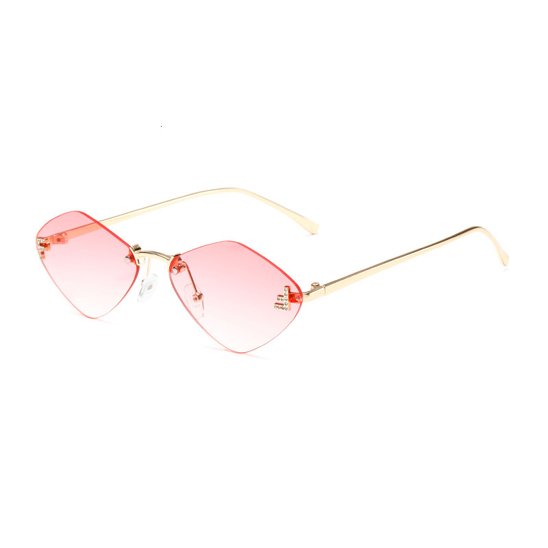 New Frameless Sunglasses Letter F Diamond Frame Fashion Sunglasses European And American Trendy Cut-edge Small Frame Decorative Sunscreen Mirror