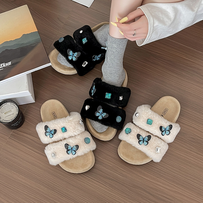 new Free delivery designer Women cotton mop Simple and fashionable woolen slippers anti slip plush slippers for indoor and outdoor use