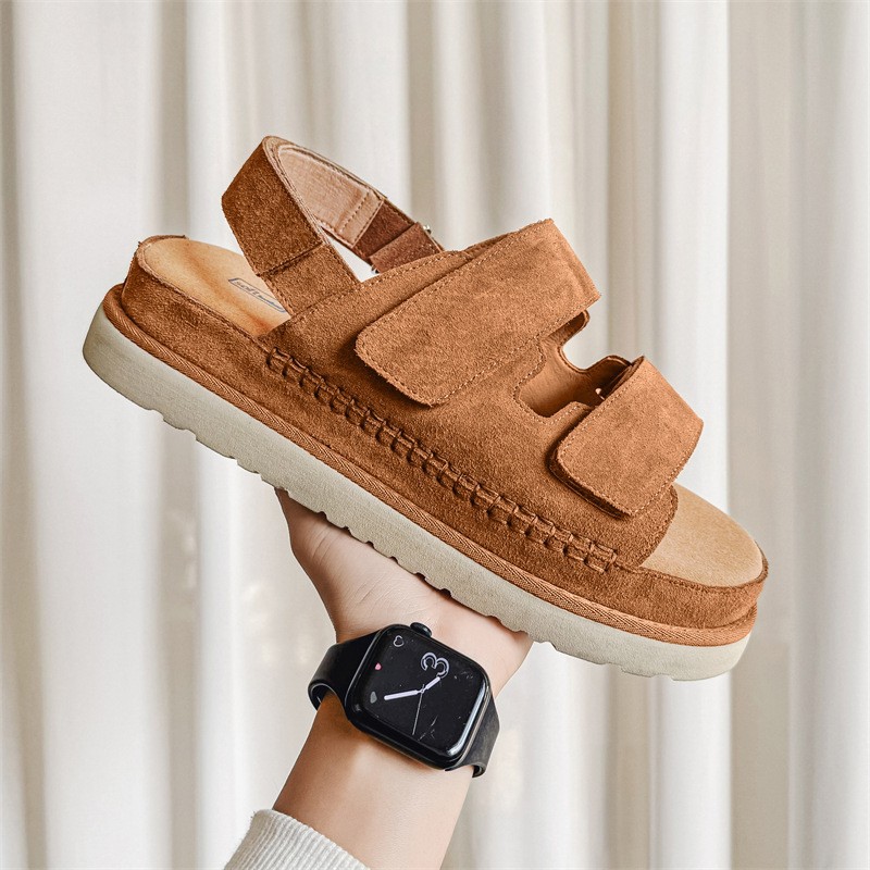 Free Shipping Summer Thick-Soled Height Increase Outdoor Beach Sandals 2026 New Fashion Sandals for Women Comfortable Slides Size 36-40 Black Brown