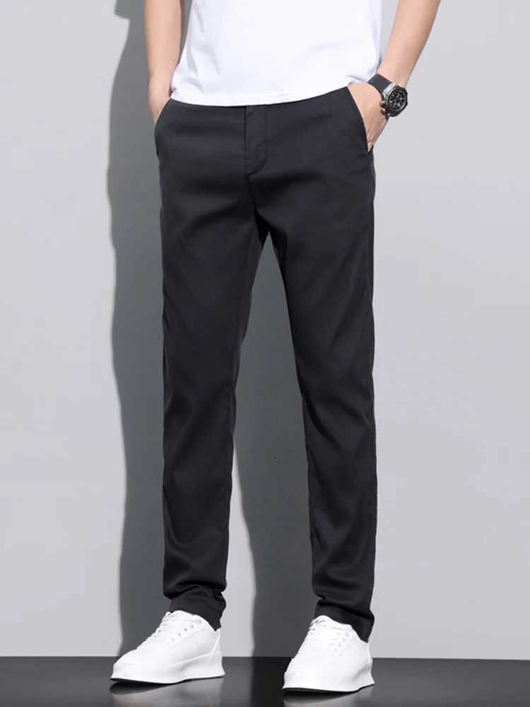 Brand Men Pants Soft Stretch Lyocell Fabric Summer Clothes Casual Pants Thin Elastic Waist Business Slim Trousers Men W250819
