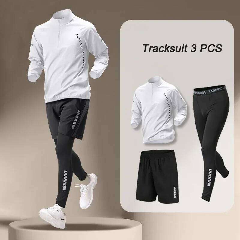 2025 Summer Men's Quick Dry Jacket Suit 1-4 Piece Outdoor Fiess Running Sets Sports Jogging Pants Workout Clothes Sportswear