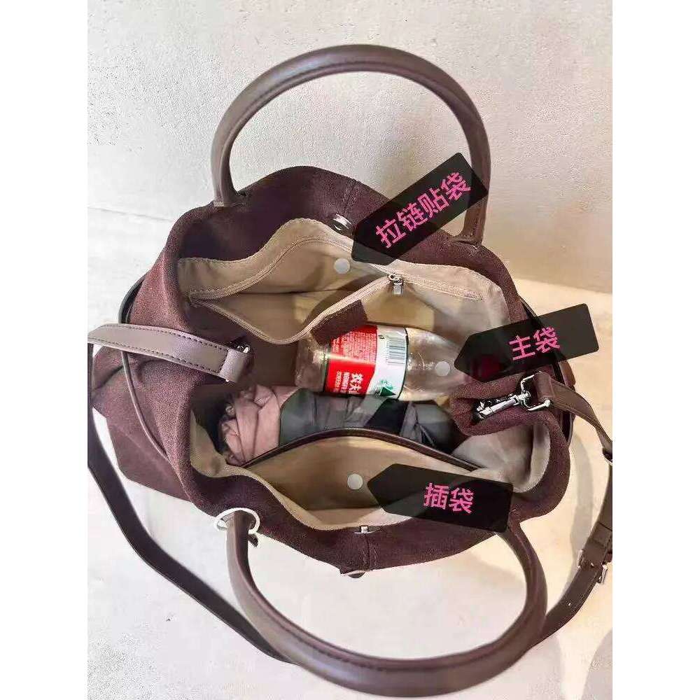 New Blogger Recommend Big Deep Red Office Commuter Tote Thick Chamois Women s Handbag Matte Suede Leather Female Shoulder Bag bag