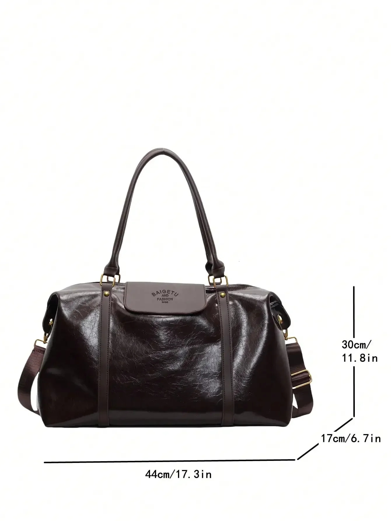 Fashion large capacity handbag Casual short trip travel bag Holiday gym tote bag retro oil wax gloss PU leather crossbody bag 250818