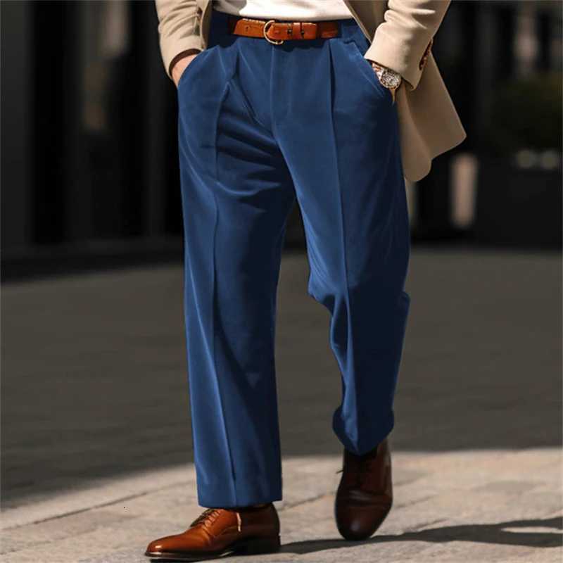 2025 Spring Fall Fashion Solid Color Velvet Trousers for Men New Casual Loose Straight Pants Streetwear W250819