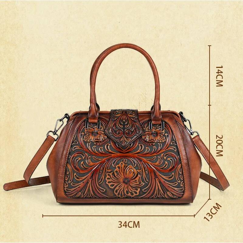MOTAORA New Vintage Emed Handmade Handbag For Women Versatile PU Leather Shoulder Bag Large Capacity Crossbody Bags Female