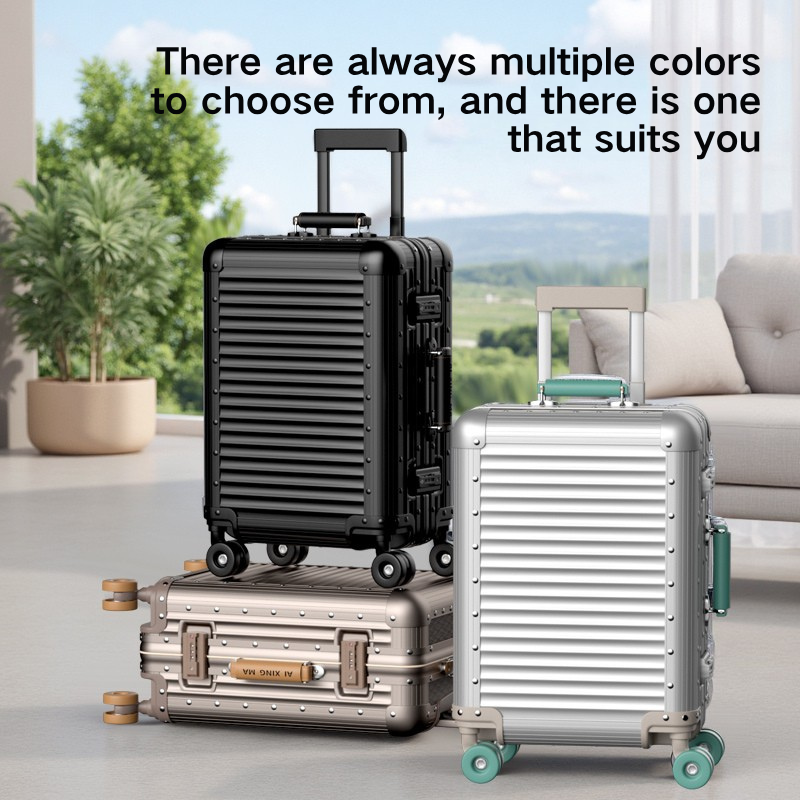 All-Aluminum & Magnesium Alloy 20 Inch Lightweight Rolling Suitcase with Durable Wheels for International Flights