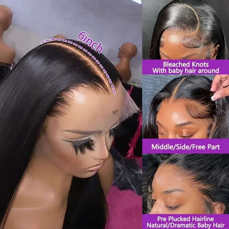 Front Human Hair 13X6 Straight Frontal Pre Plucked 5X5 Hd Lace Closure For Women Glueless Wig Ready To Wear Synthetic wigs