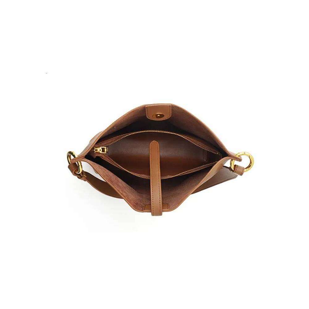 Vintage Women Buckle Bucket Solid Color Split Leather Single Shoulder Casual Messenger Bag Ladies Office Armpit Bags bag