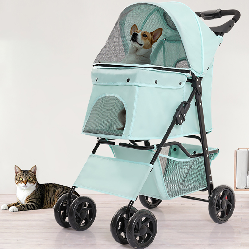 Pet Stroller Converts to Detachable Carrier and car Booster Seat,Foldable 4-Wheeled Jogging Puppy Stroller,with Rubber Wheels All Terrain Dog Stroller