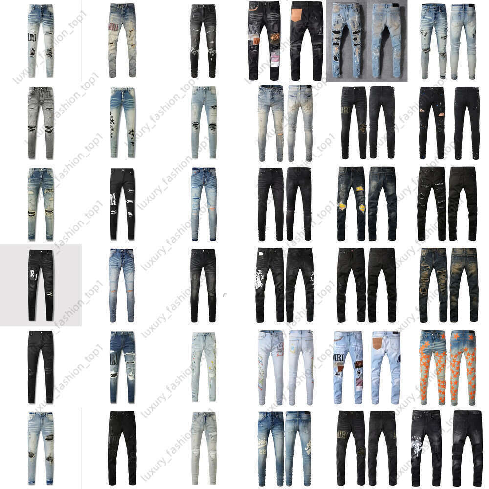 amira jeans designer jeans ksubi jeans High Street Hole Patch Men's womens star embroidery denim jeans stretch slim-fit jnco y2k jeans pant biker skinny jeans e04