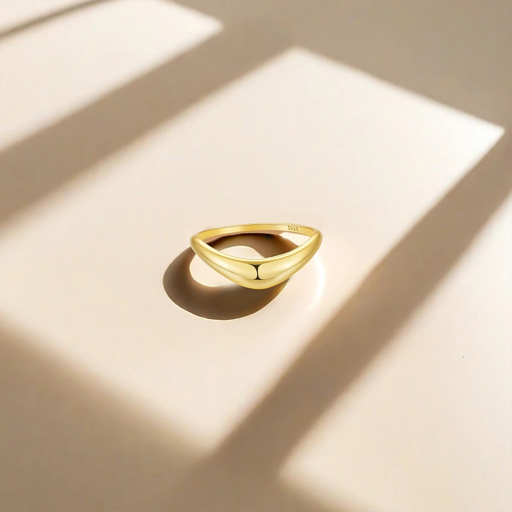 Aide 925 Sterling Silver Stackable Finger Plain Ring for Women Wedding Golden Glossy Ring High Polishing Jewelry Valentines Day 250815