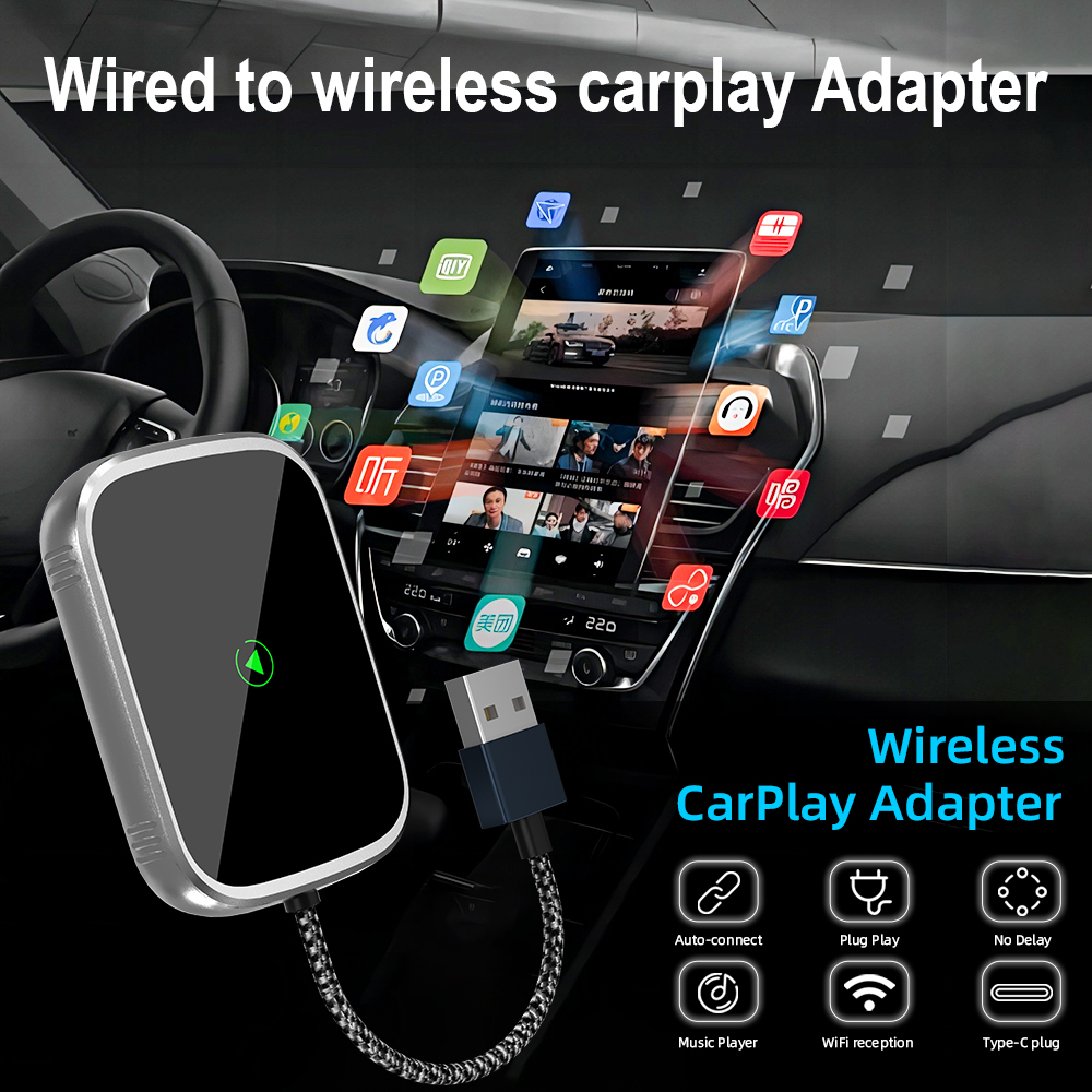 Wireless CarPlay Android Auto Ai Box, Plug & Play Dongle Converts Wired To Wireless, Vehicle Multimedia Upgrade, No Delay, 2in1 Car Accessories, K503