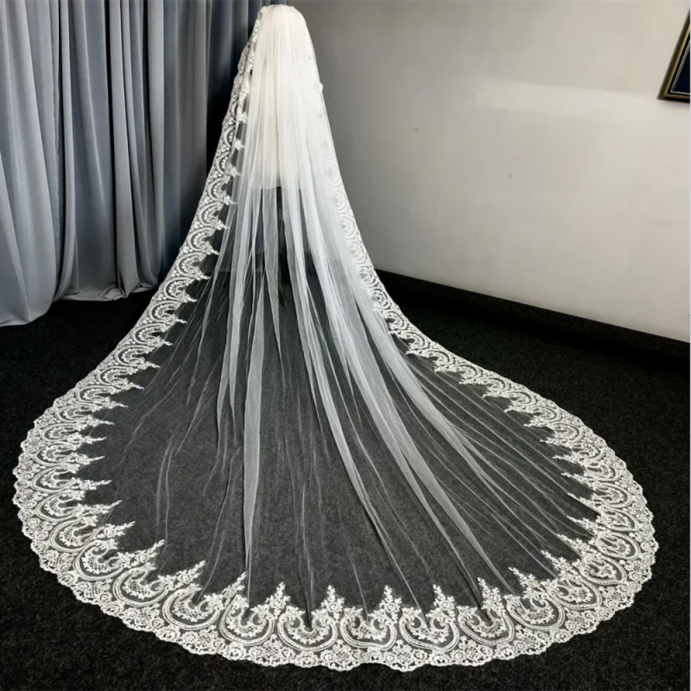 Princess Wedding Bridal Veils Women One Layer Applique Edge Cathedral Veil Bride Accessories Vestido De Noiva Customized