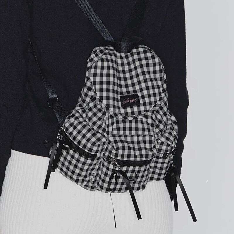 Check Women Korean Large Capacity Bowknot Backpack, Multifunctional Casual Nylon Schoolbag 2025 Spring Summer New Fashion Hundred And One