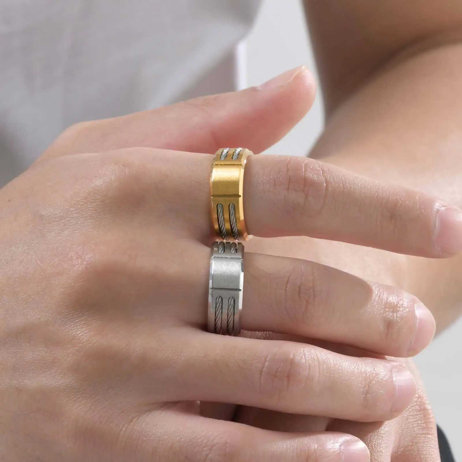 Personalized Chunky Ring for Men Boys Engrave Initials Image Symbol Stainless Steel Ring Stylish Jewelry Gift for Dad Husband W250819