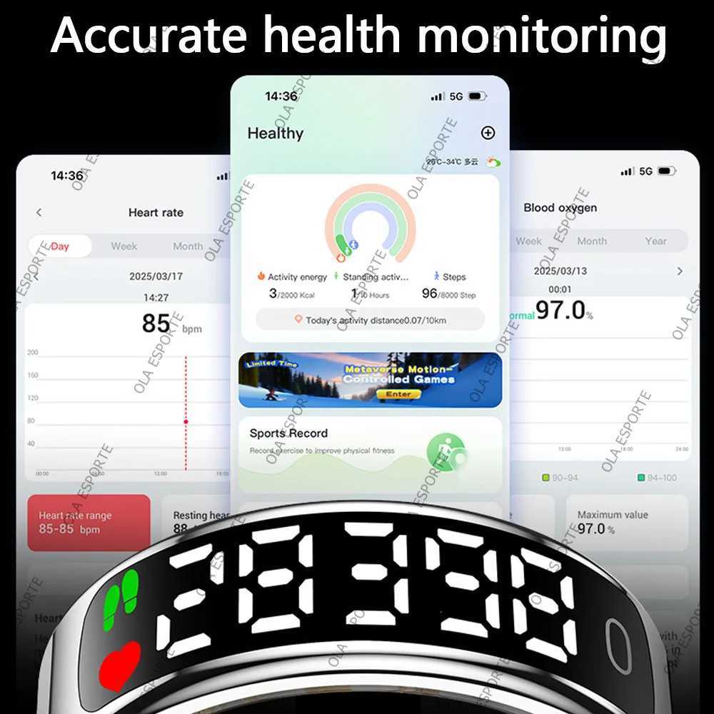 New R13 Smart Ring Men Women Display Screen Gesture Swipe Video Smart Ring Waterproof Heart Rate Sleep Health Monitor Rings 2025 W250819