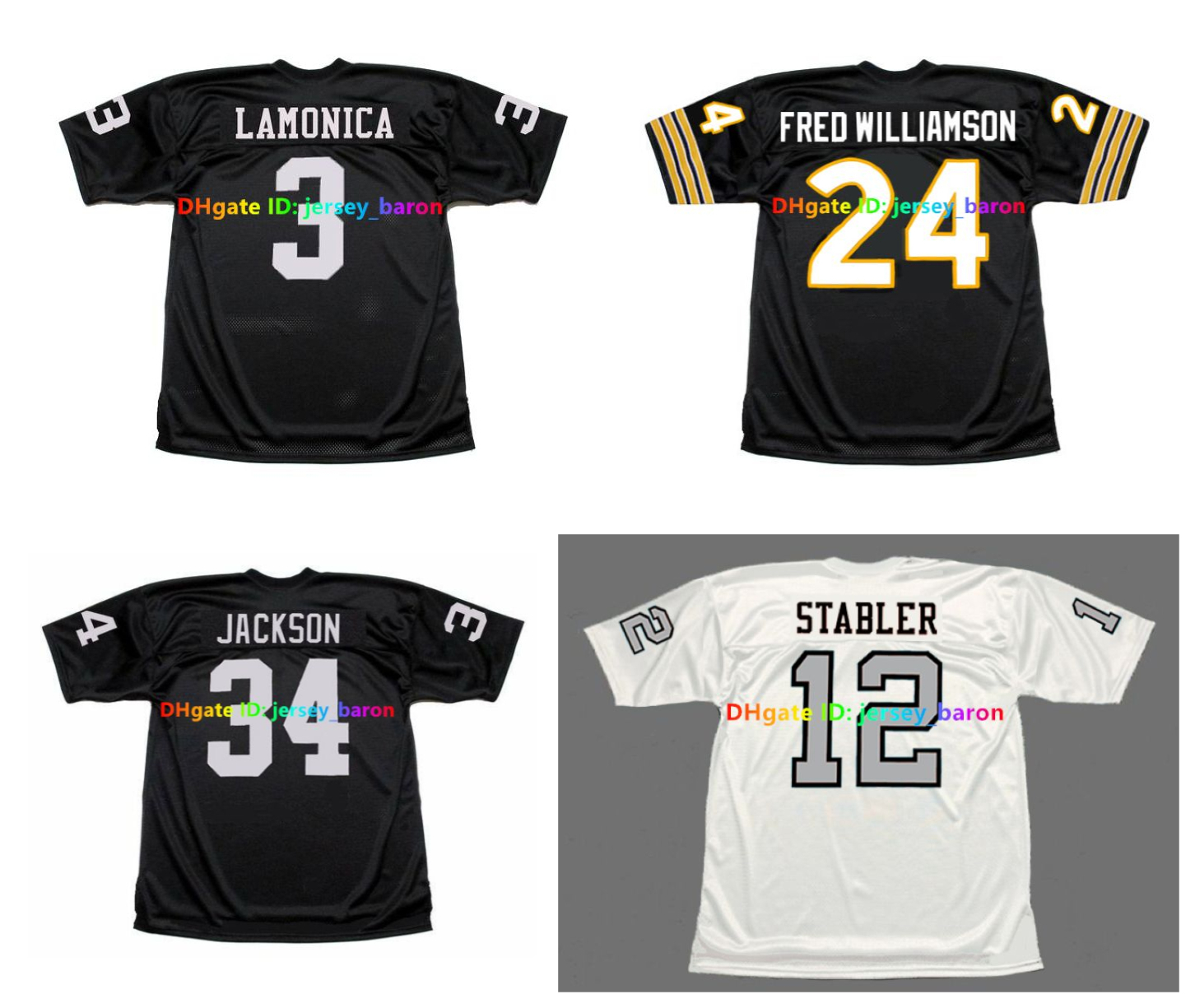 BO JACKSON DARYLE LAMONICA Raider Throwback Football Jerseys TOM FLORES JACK TATUM KEN STABLER JIM PLUNKETT GEORGE BLANDA PHIL VILLAPIANO MARCUS ALLEN Size S-4XL
