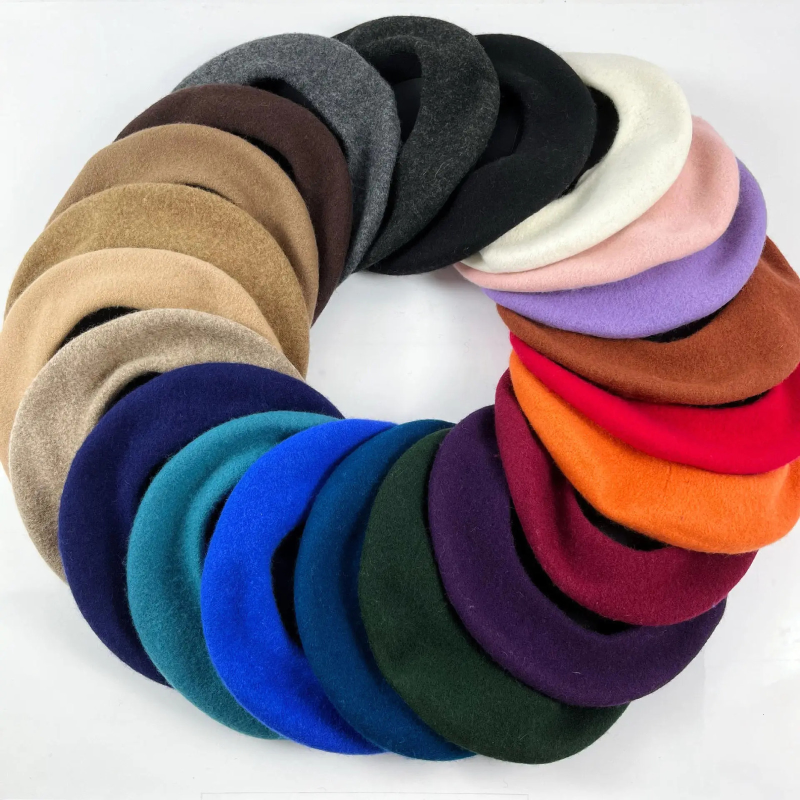 Wool Beret Winter Hat Women Big Head Size Stretch Simple Solid Boina Plain Beret Solid Color Elegant Lady All Matched Autumn 250819