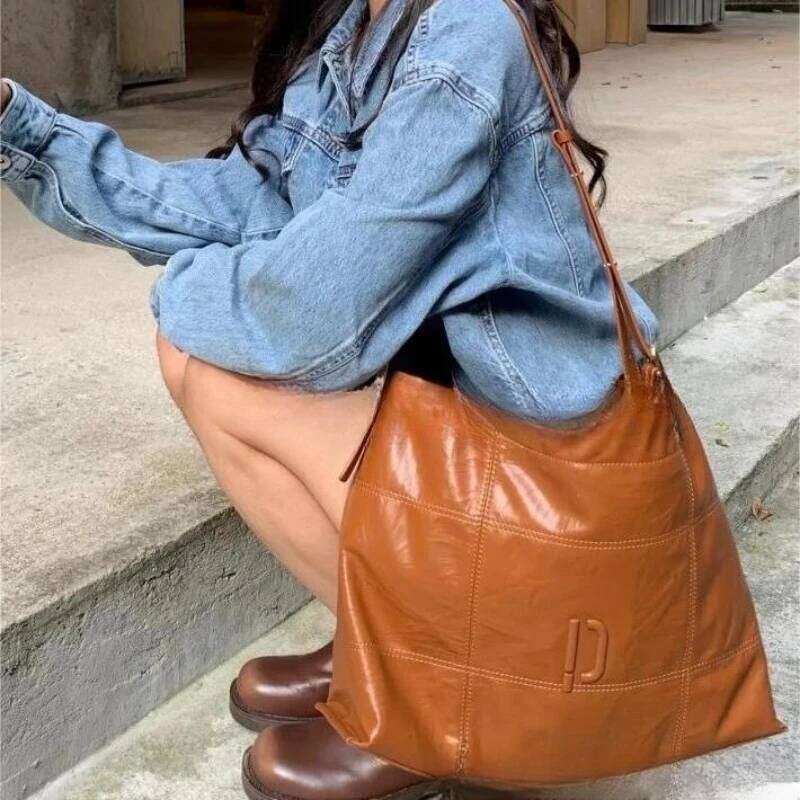 PECO City Hobo Soft Leather Cowhide Tote Fashion Crossbody Large Capacity Commuter Underarm Women's Bag